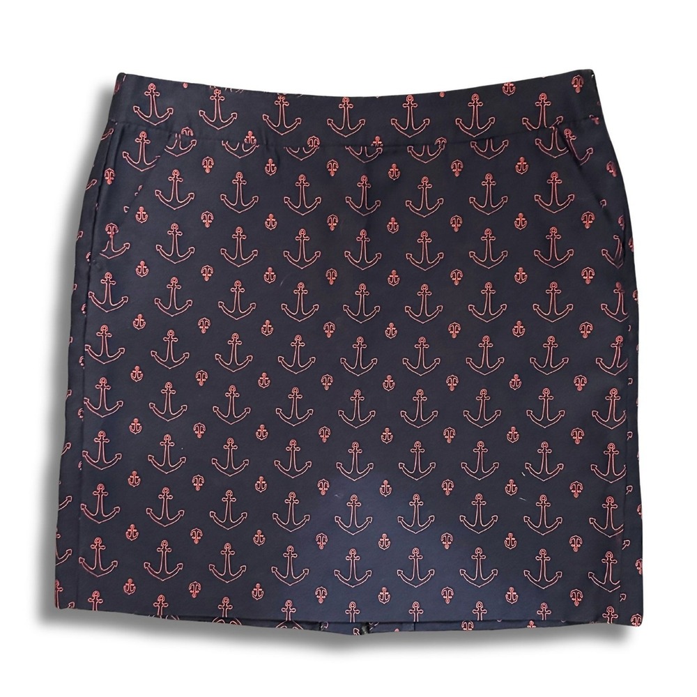 Tommy Hilfiger Navy Blue Red Anchor Pattern Mini Skirt Nautical Size 8
